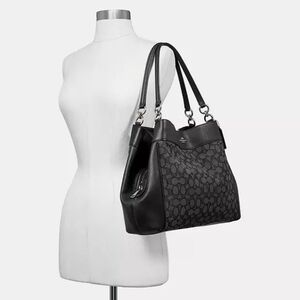 Coach Signature Lexy Shoulder Bag Black Smoke Jacquard B1757- F57612